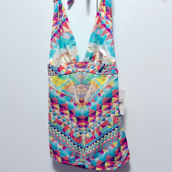 Bar III Aztec Geo Print Halter Top | Skylar Sexy Colorful Boho Blouse Top Small - Picture 12 of 14